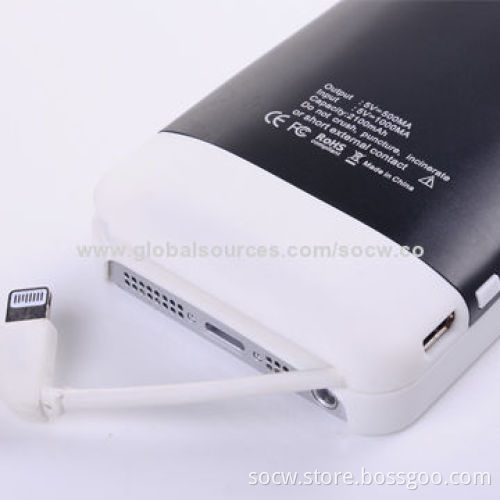 Power Bank Cases for iPhone 5/5s/5c, with Capacity of 2,100mAh and Good Quality, 5V Input Voltage
